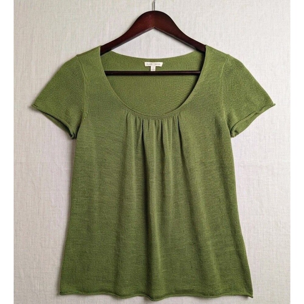 Eileen Fisher Short Sleeve Linen Sweater Top Size M